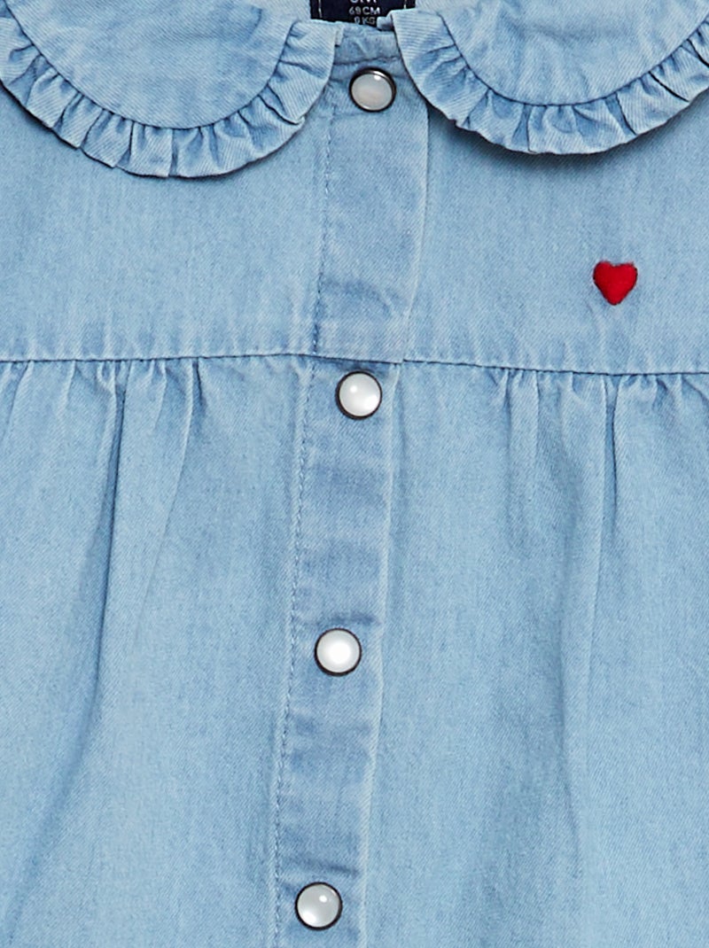 Chemise en denim avec broderie cœur BLEU - Kiabi