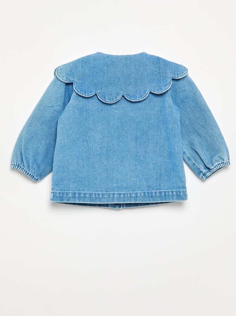 Chemise en denim avec col claudine Bleu - Kiabi
