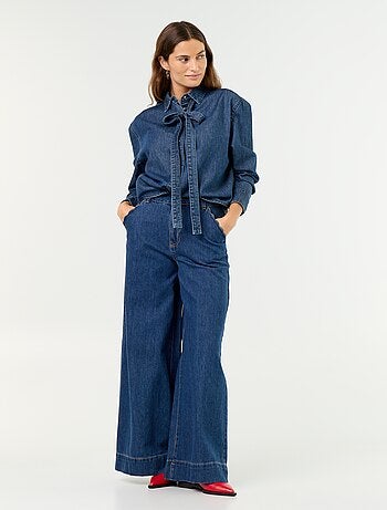 Chemise en denim avec col lavallière