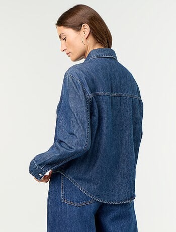 Chemise en denim avec col lavallière
