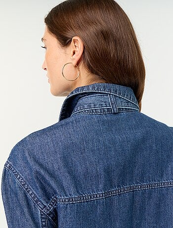 Chemise en denim avec col lavallière