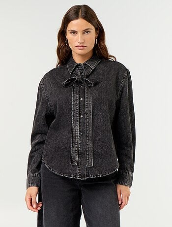 Chemise en denim avec col lavallière