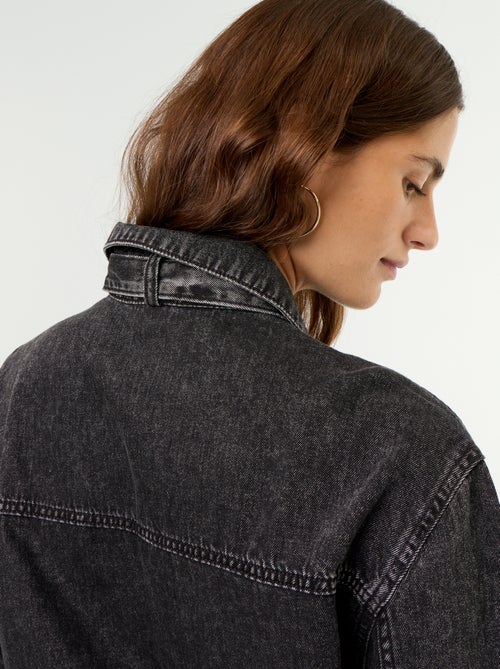 Chemise en denim avec col lavallière - Kiabi Chemise en denim avec col lavallière - Kiabi