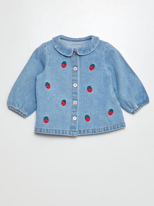 Chemise en denim brodée - Kiabi