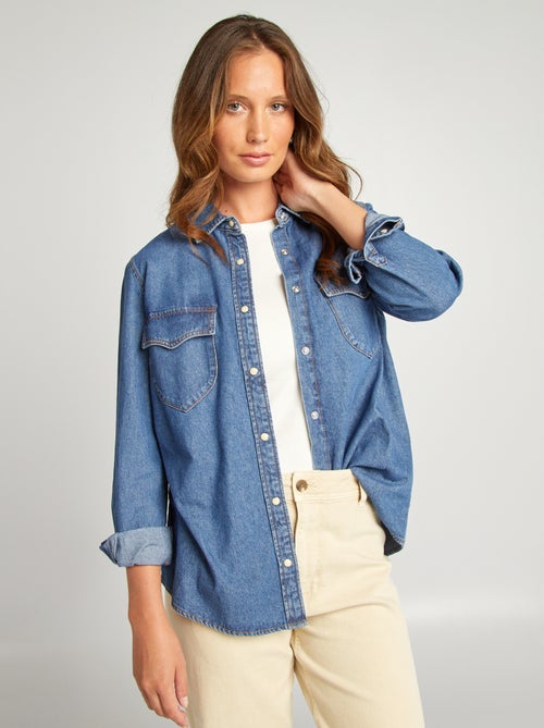 Chemise en denim brut - Kiabi