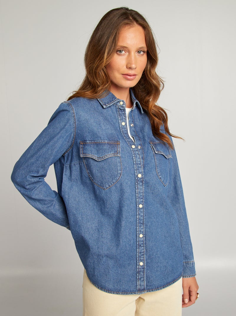 Chemise en denim brut Stone - Kiabi