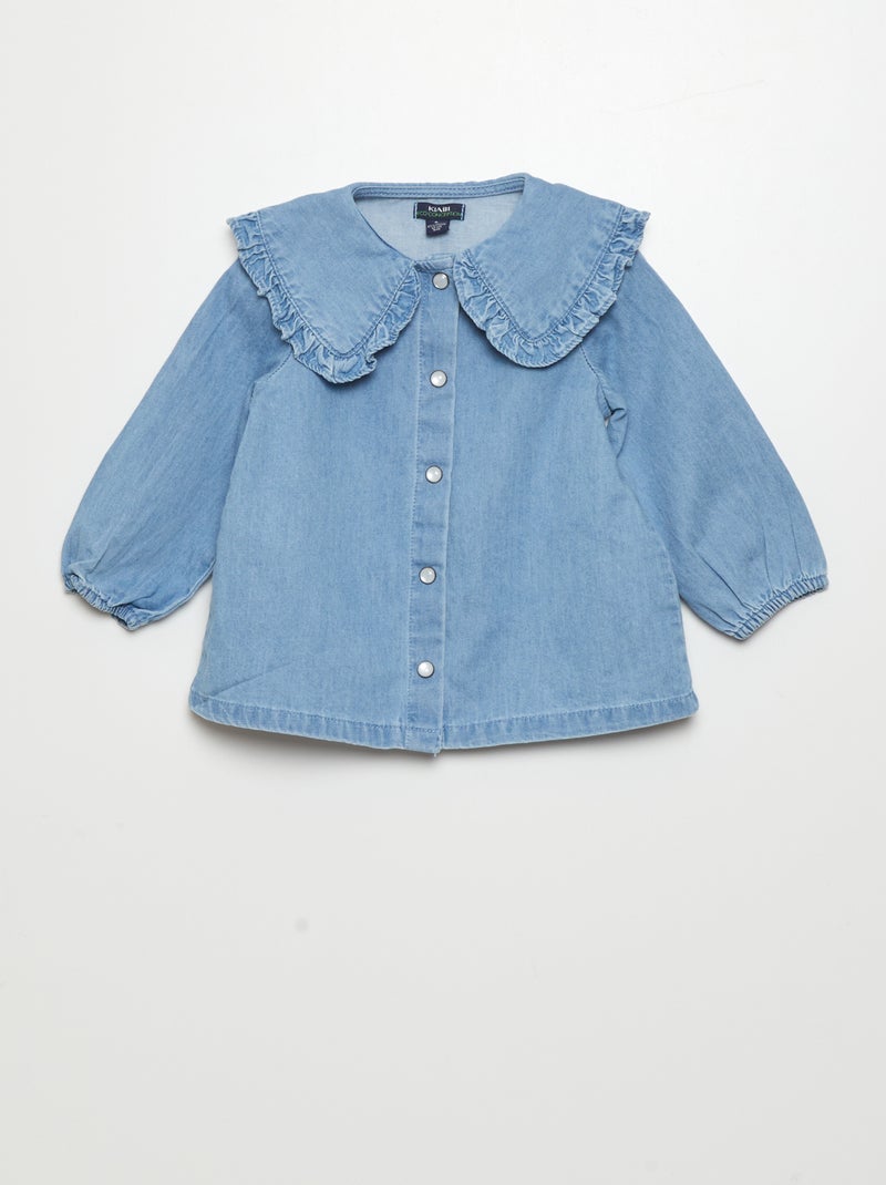 Chemise en denim col volanté Bleu - Kiabi