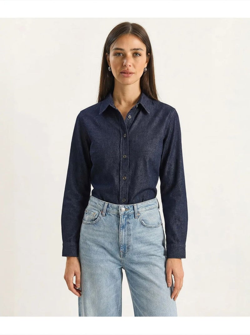 Chemise en denim de coton femme lucci Bleu outremer - Kiabi