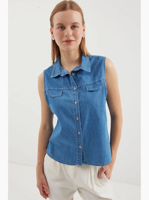 Chemise en denim sans manches en coton bdart - Kiabi