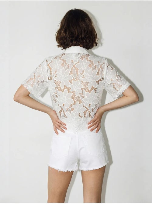 Chemise en dentelle à fleurs avec boutons lucci - Kiabi