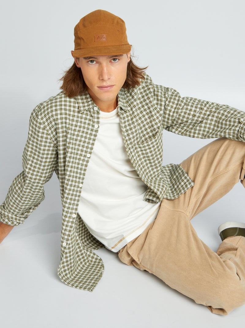 Chemise en flanelle à carreaux Kaki - Kiabi