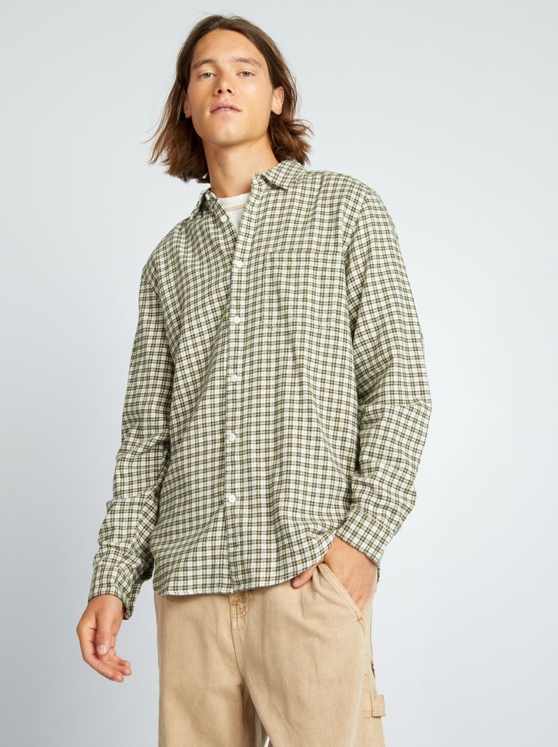 Chemise Boutonnée En Flanelle - Bleu - - 12.00