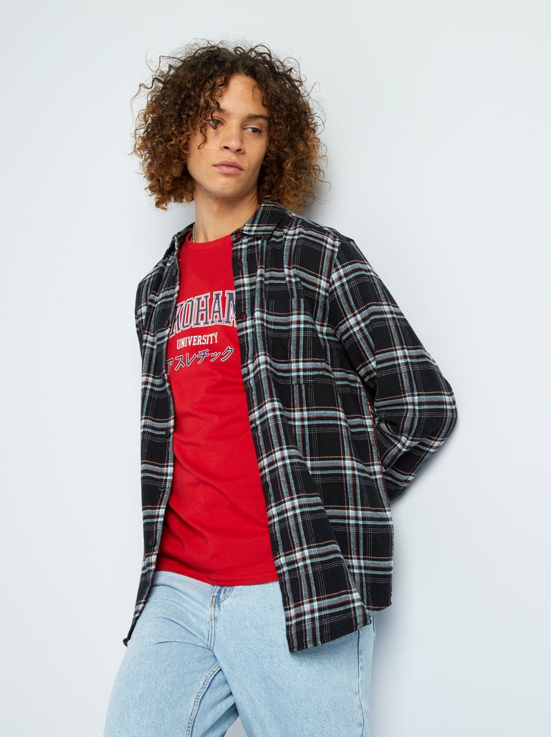 Chemise en flanelle à carreaux Noir - Kiabi