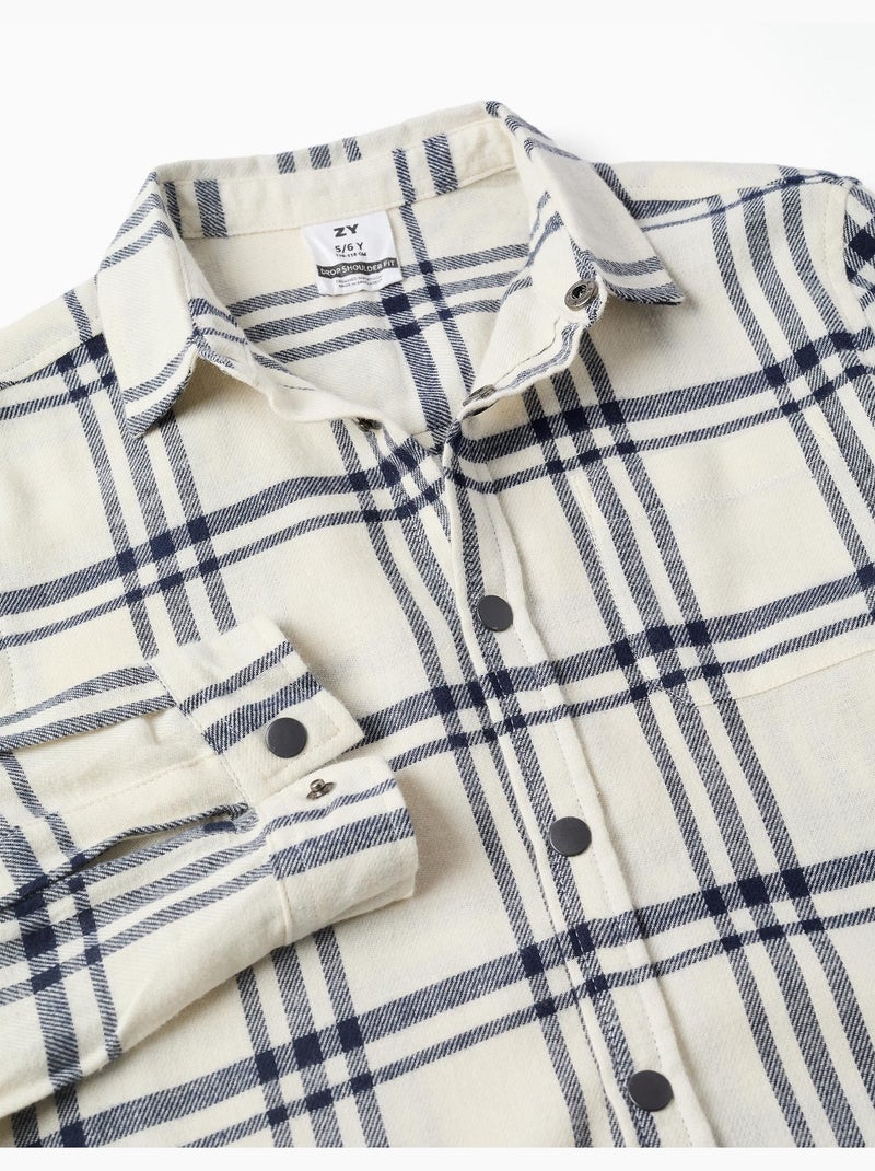 Chemise en flanelle à manches longues à carreaux Blanc - Kiabi