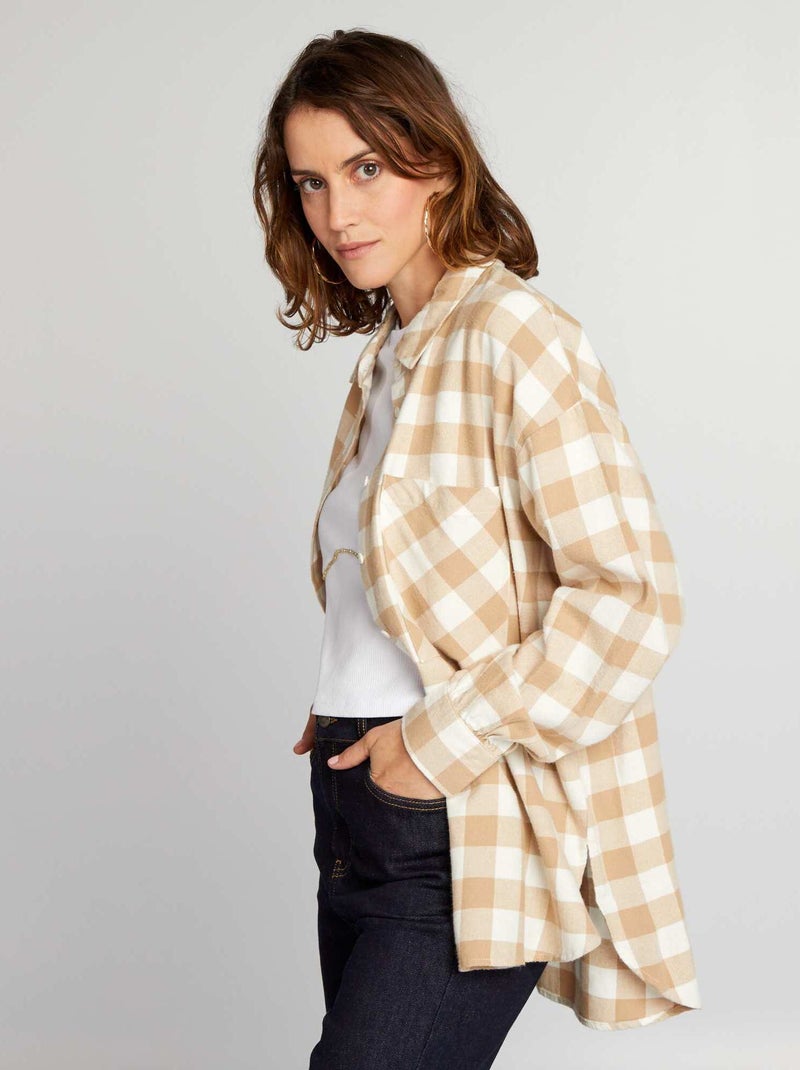Chemise en flanelle Beige - Kiabi