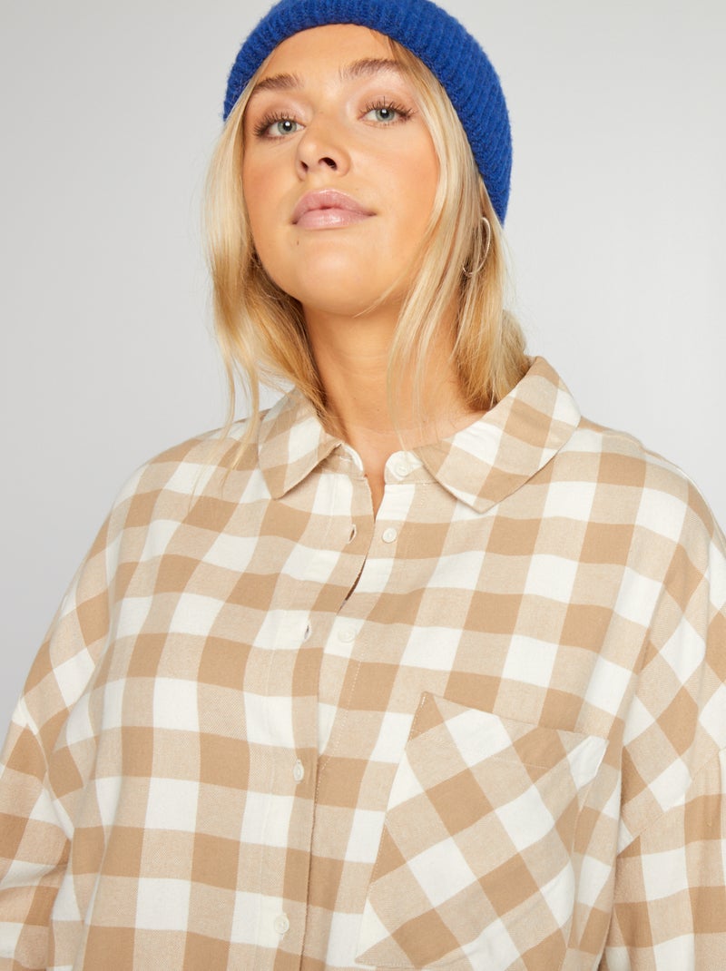 Chemise en flanelle Beige - Kiabi