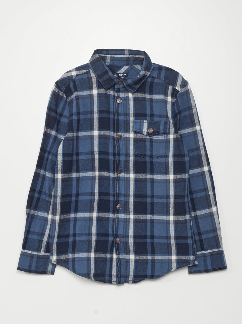 Chemise en flanelle Bleu à carreaux - Kiabi