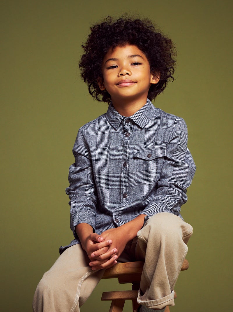 Chemise en flanelle Gris à carreaux - Kiabi
