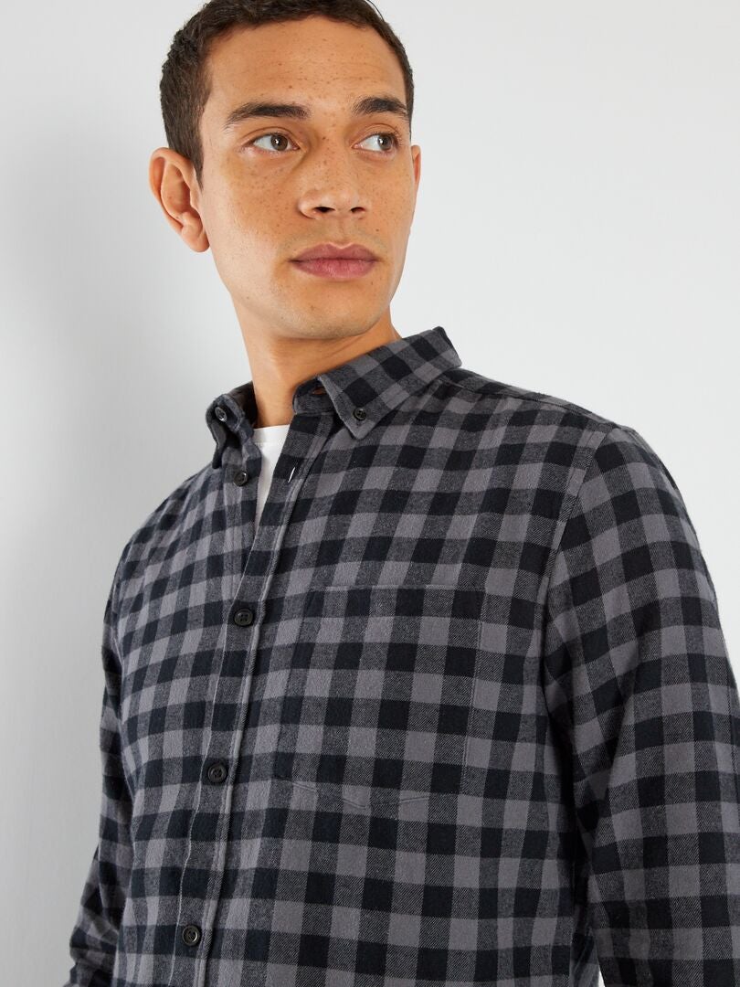 Chemise en flanelle Noir à carreaux - Kiabi
