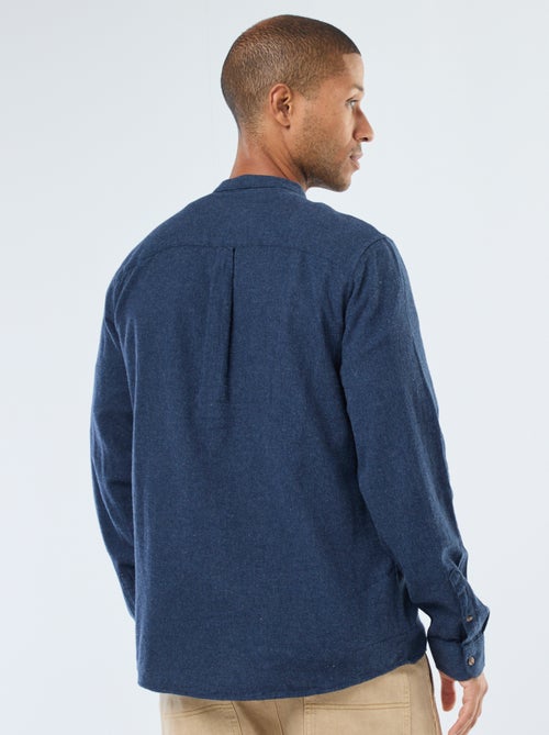 Chemise en flanelle uni avec un col mao - Kiabi