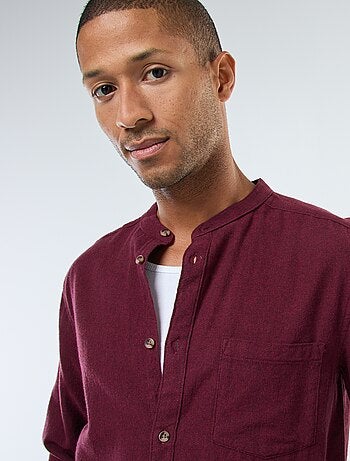Chemise en flanelle uni avec un col mao