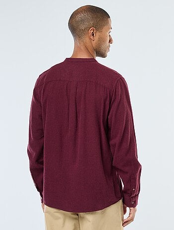 Chemise en flanelle uni avec un col mao
