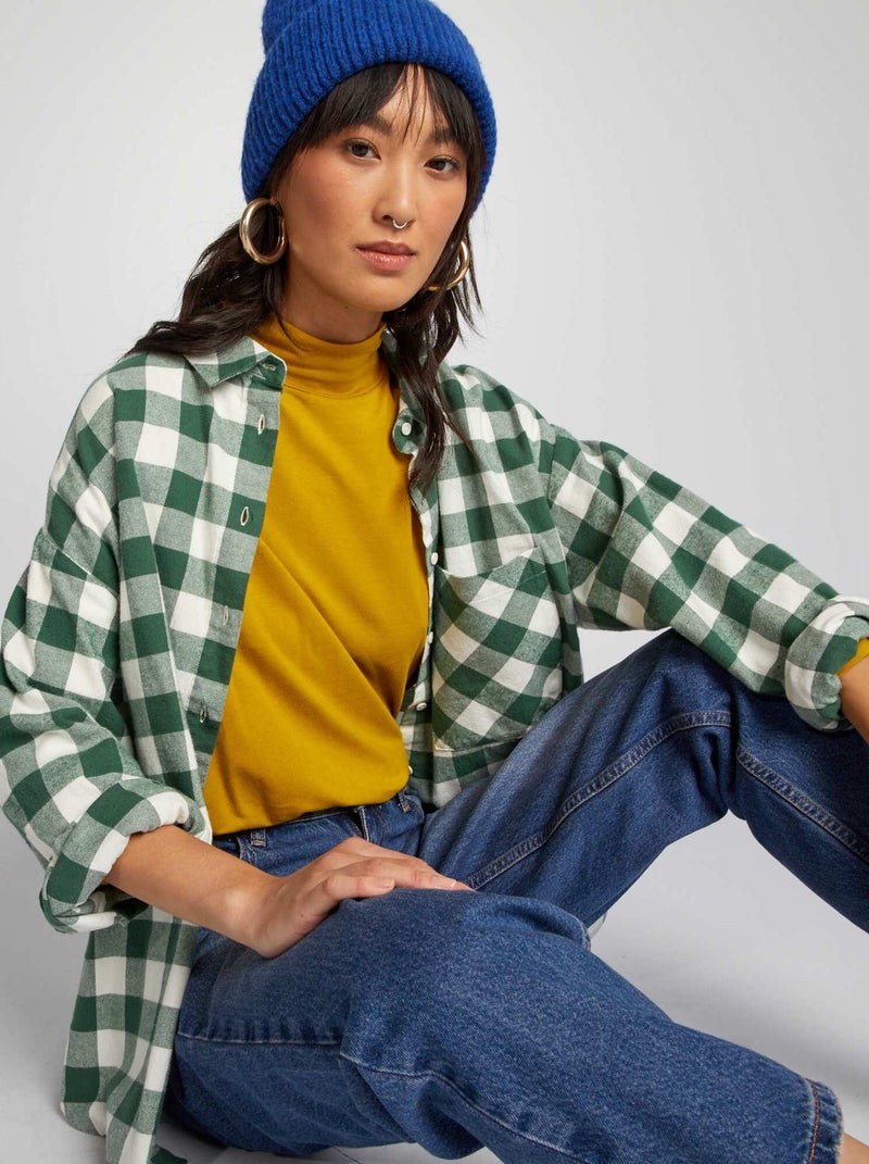 Chemise en flanelle Vert - Kiabi