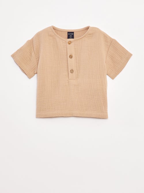 Chemise en gaze de coton à manches courtes - Kiabi