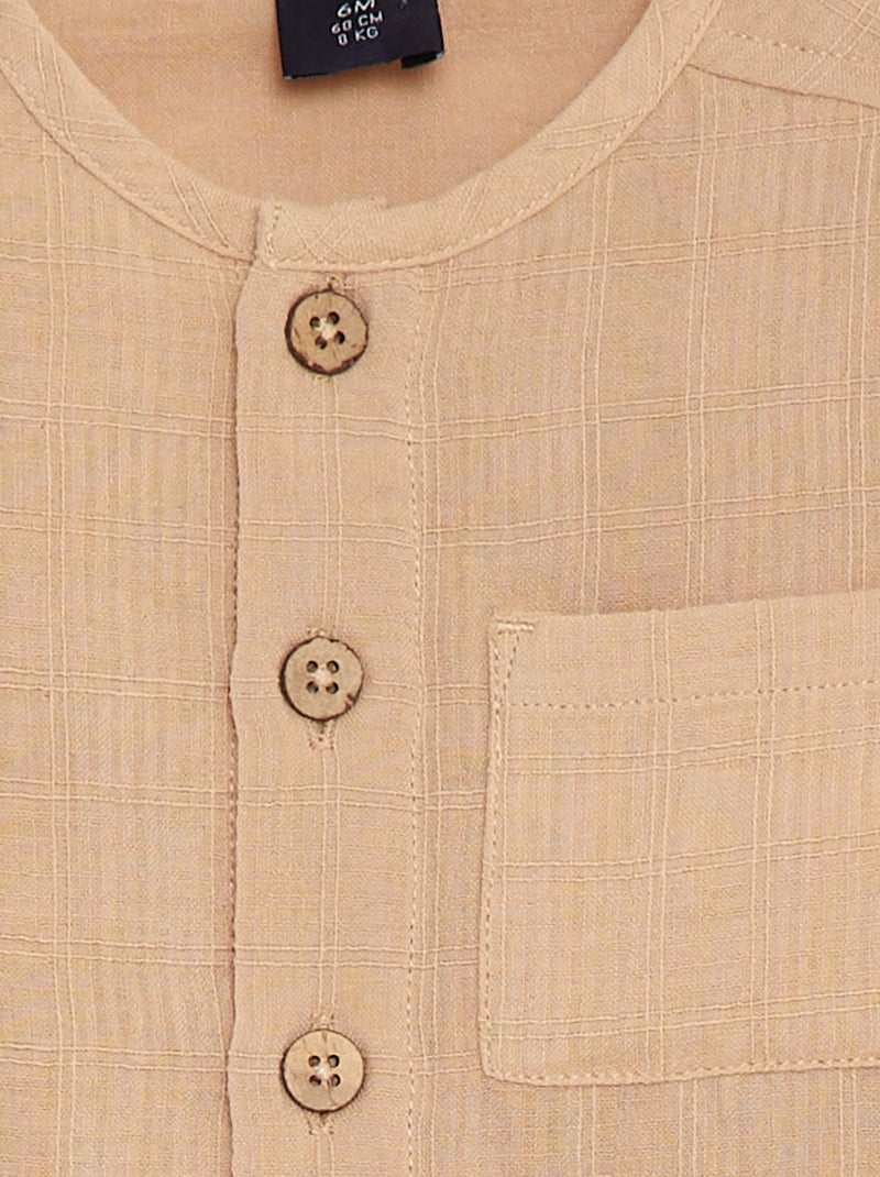 Chemise en gaze de coton à manches courtes BEIGE - Kiabi