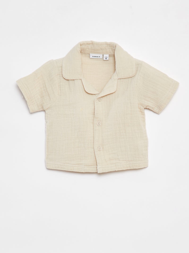Chemise en gaze de coton à manches courtes 'Name It' BEIGE - Kiabi