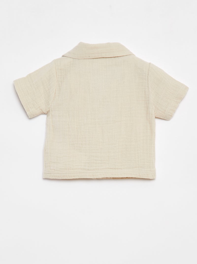 Chemise en gaze de coton à manches courtes 'Name It' BEIGE - Kiabi