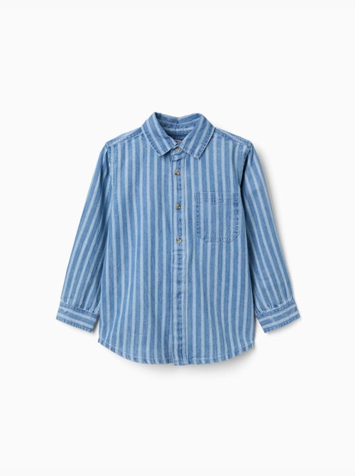 Chemise en jean à rayures et poche - Kiabi