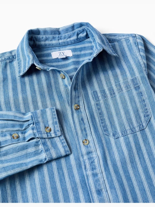 Chemise en jean à rayures et poche - Kiabi