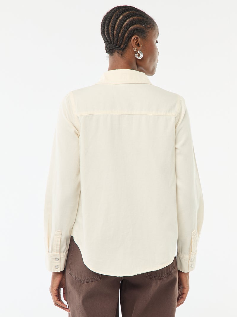 Chemise en jean avec 2 poche plaquées à rabat sur la poitrine Blanc - Kiabi