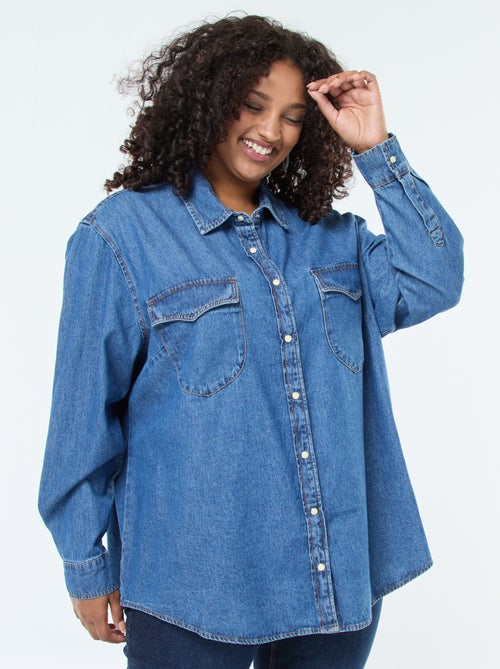 Chemise en jean avec 2 poches poitrine - Kiabi