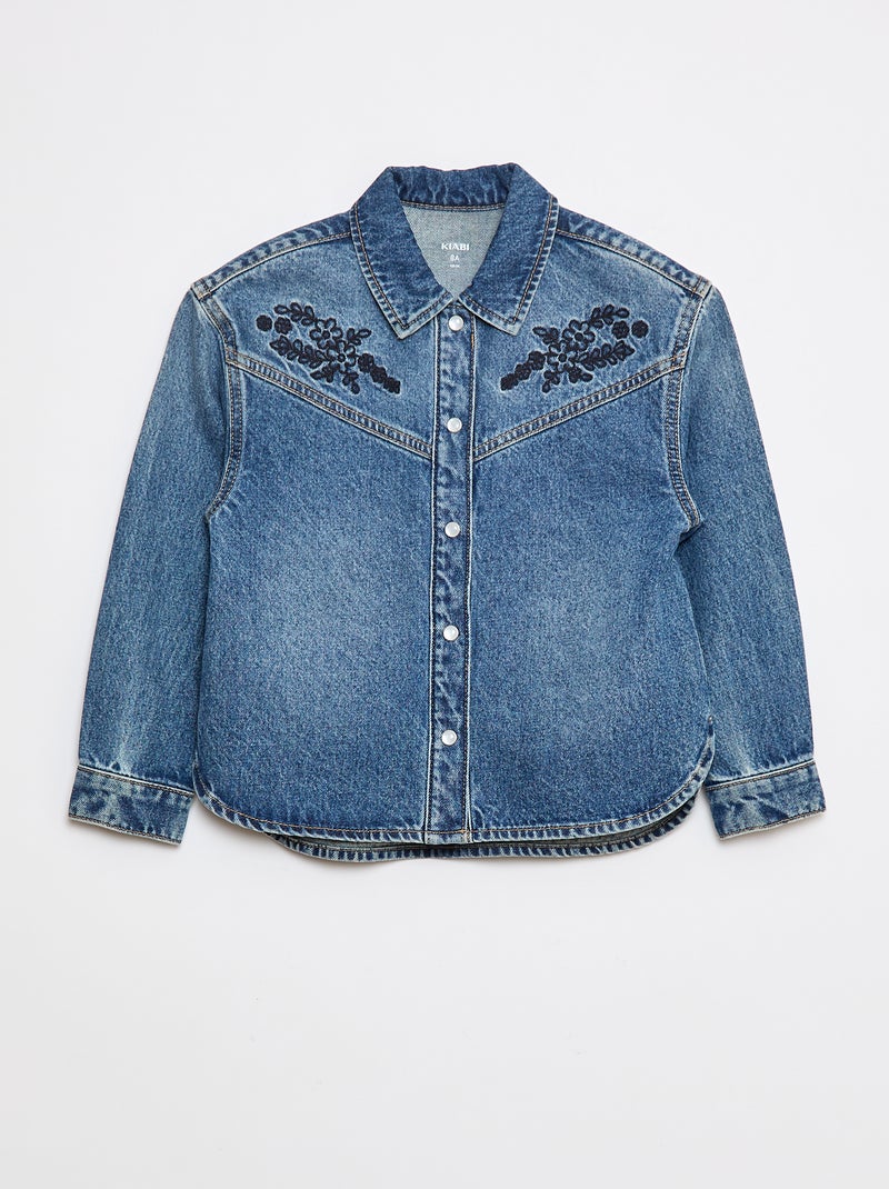 Chemise en jean avec broderies Bleu - Kiabi