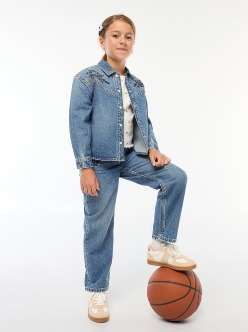 Chemise en jean avec broderies - Kiabi