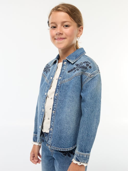 Chemise en jean avec broderies - Kiabi