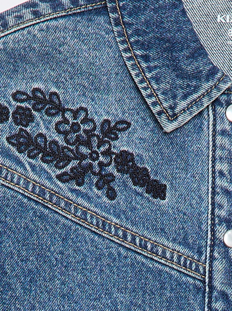 Chemise en jean avec broderies Bleu - Kiabi