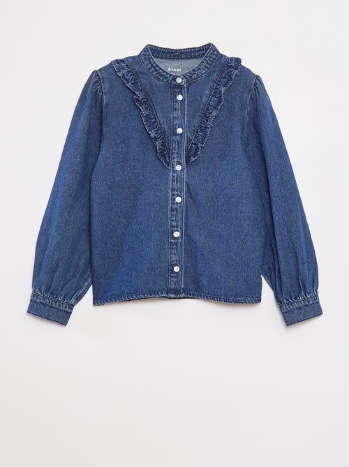 Chemise en jean avec col volanté - Kiabi