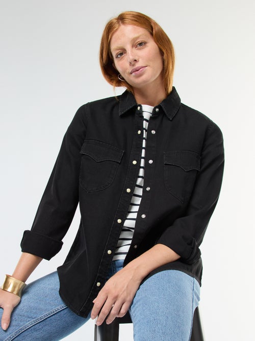 Chemise en jean avec poches à rabat - Kiabi