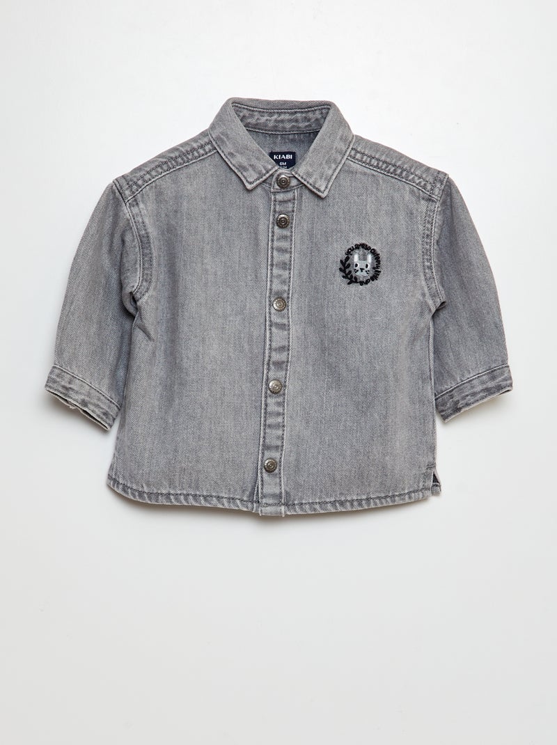 Chemise en jean broderie lapin Gris - Kiabi