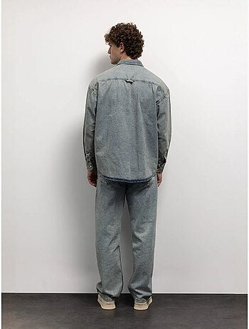 Chemise en jean coupe classique boutonnée avec poche giesto