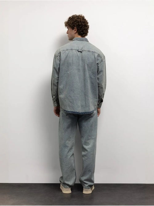 Chemise en jean coupe classique boutonnée avec poche giesto - Kiabi