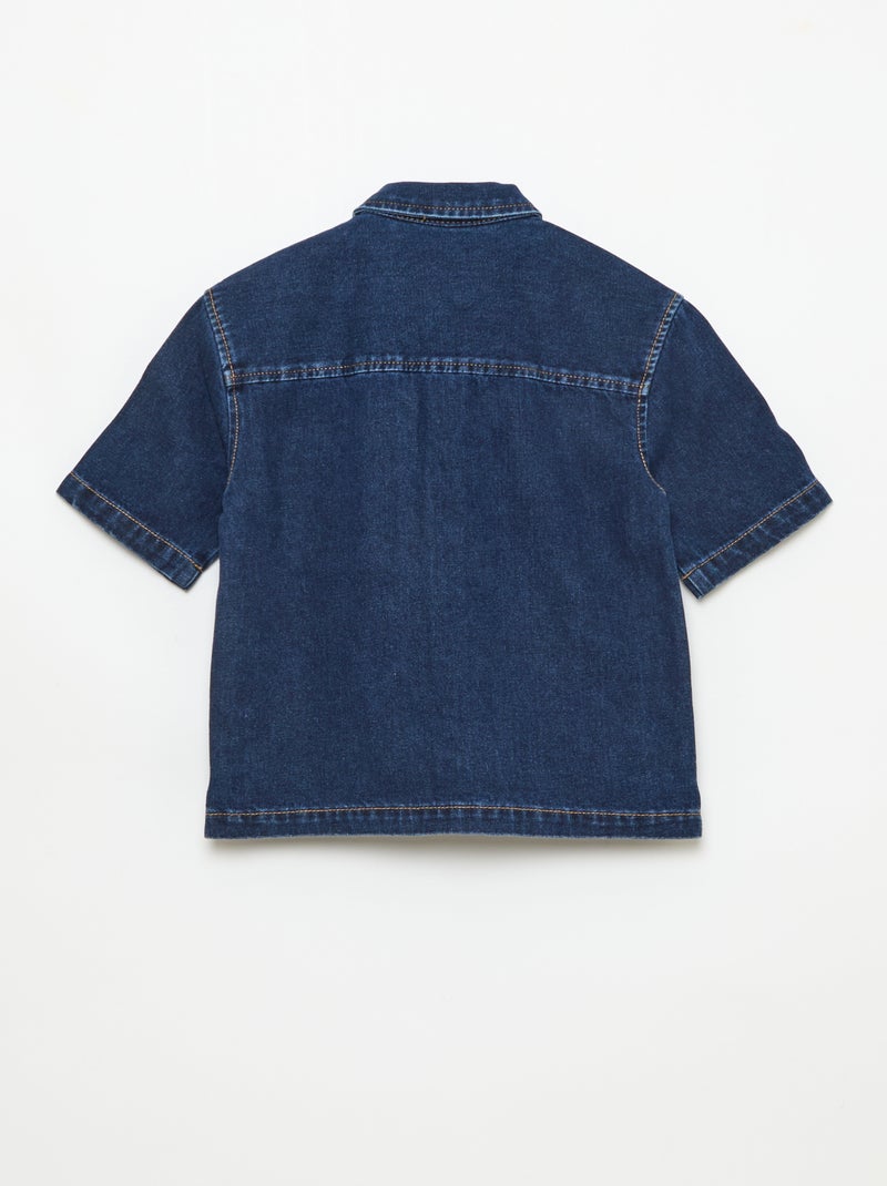 Chemise en jean manches courtes Bleu - Kiabi