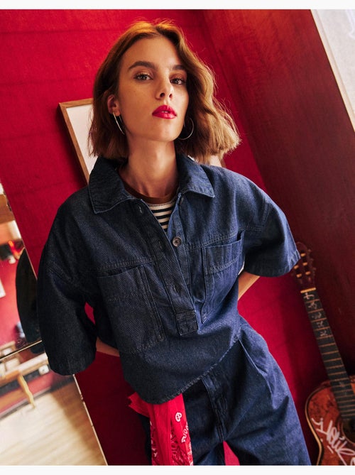 Chemise en jean oversize pour femmes, mo fashion - Kiabi