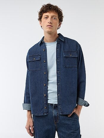 Chemise en jean rayée avec poches plaquées à la poitrine