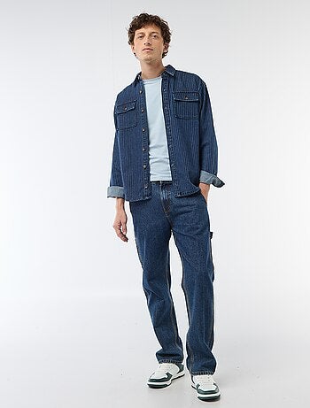 Chemise en jean rayée avec poches plaquées à la poitrine