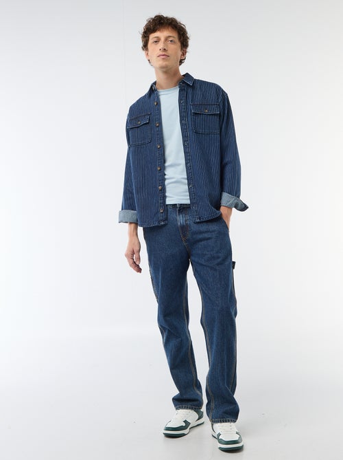 Chemise en jean rayée avec poches plaquées à la poitrine - Kiabi