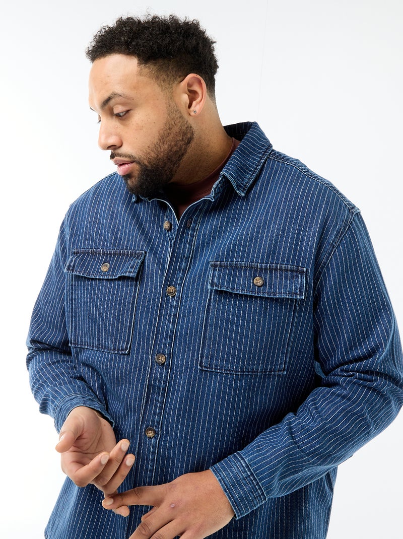 Chemise en jean rayée Bleu - Kiabi